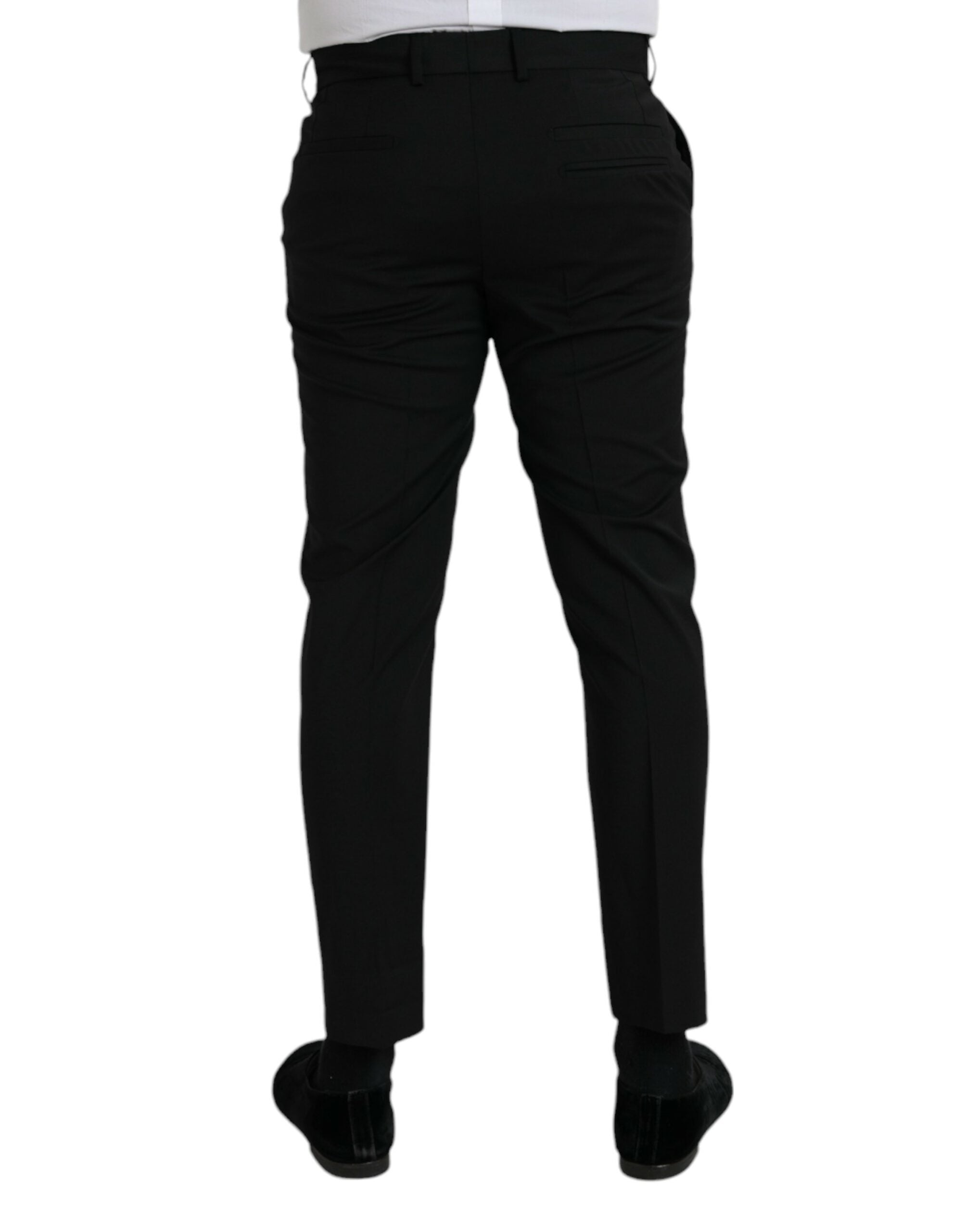 Dolce & Gabbana Black Wool Slim Fit Dress Formal Trousers-3