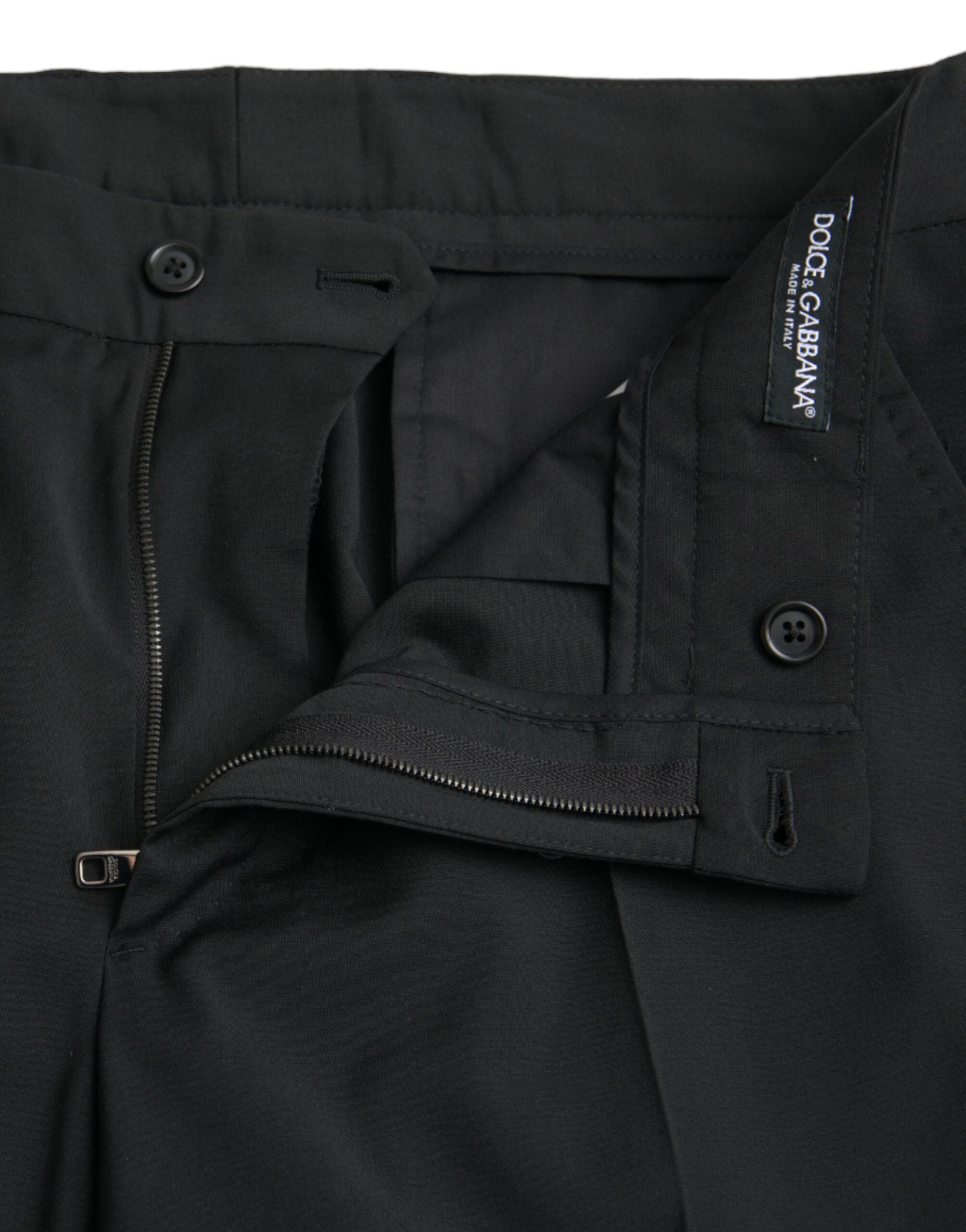 Dolce & Gabbana Black Wool Slim Fit Dress Formal Trousers-4