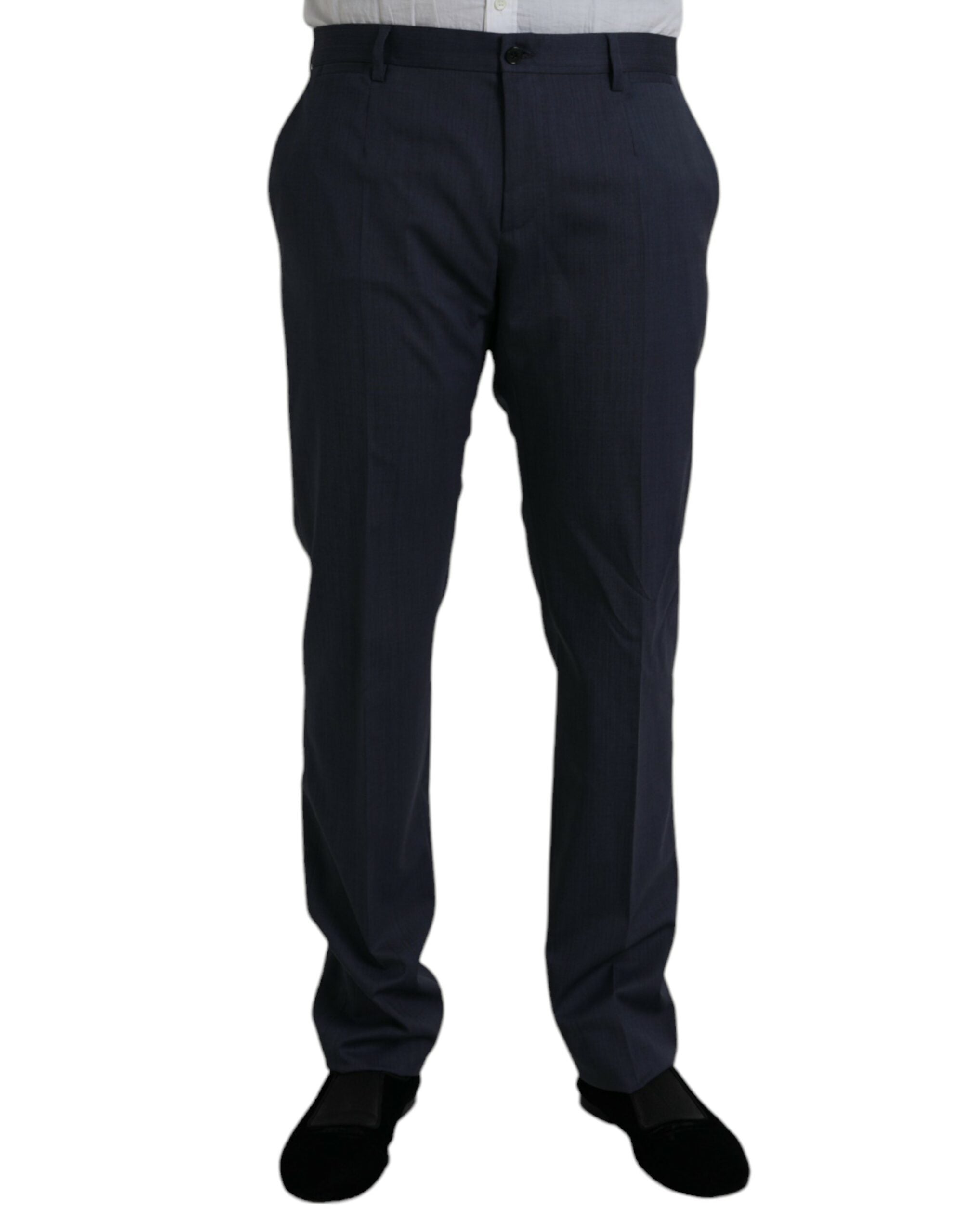 Dolce & Gabbana Blue Wool Slim Fit Dress Formal Trousers-1