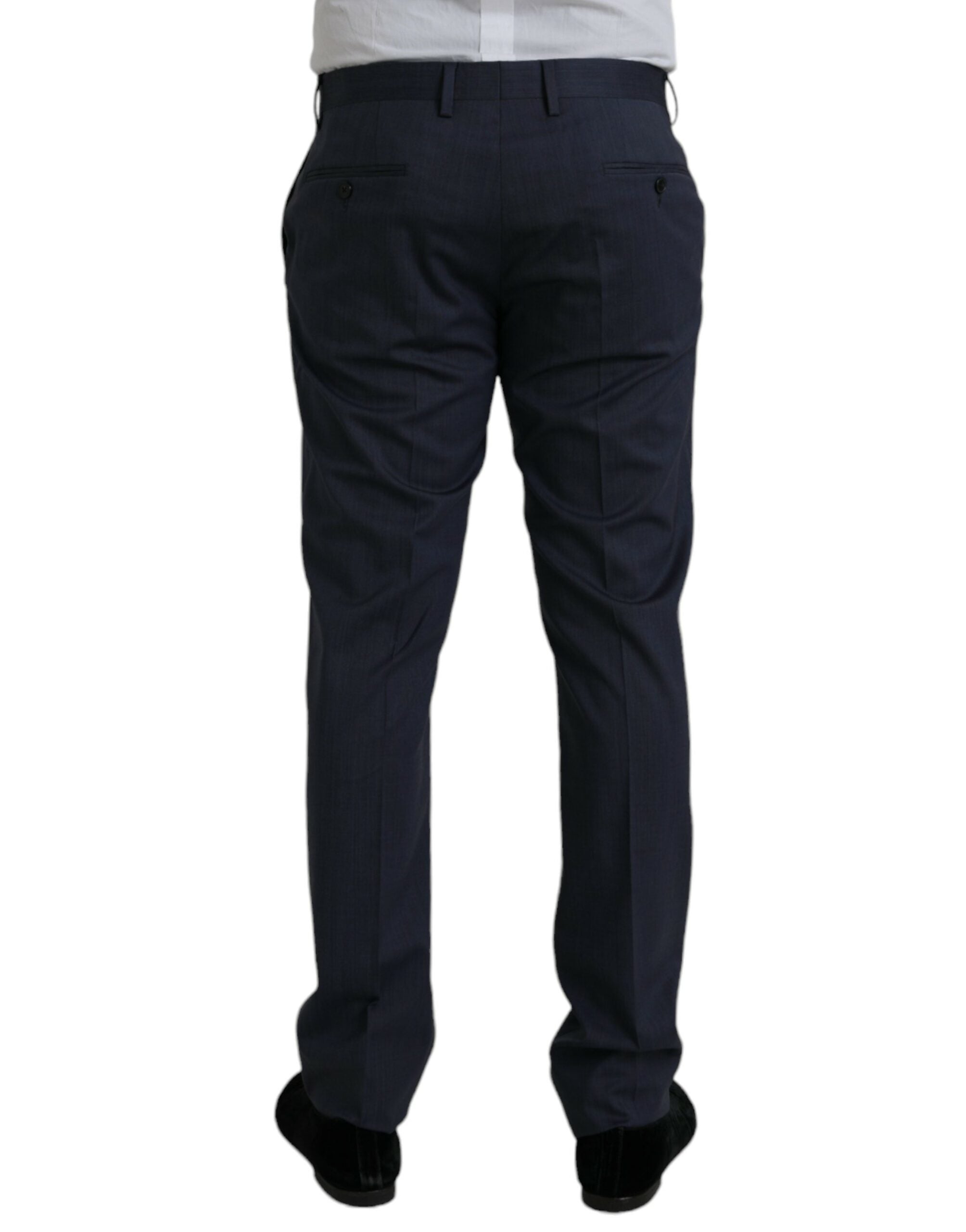 Dolce & Gabbana Blue Wool Slim Fit Dress Formal Trousers-3