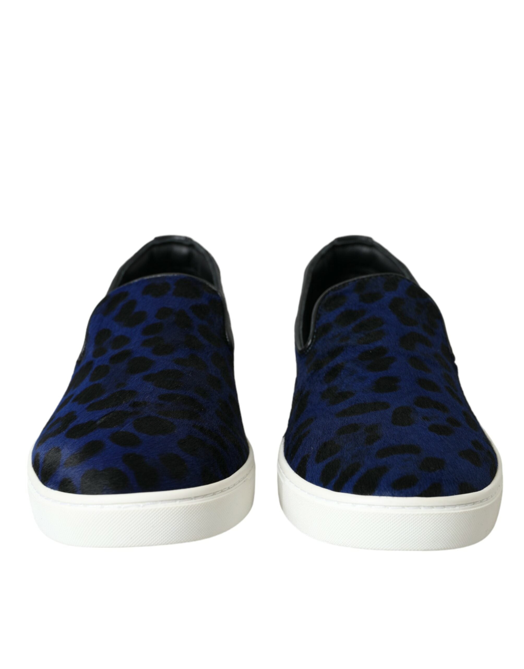 Zapatillas deportivas Dolce & Gabbana de piel de becerro azul con estampado de leopardo-2