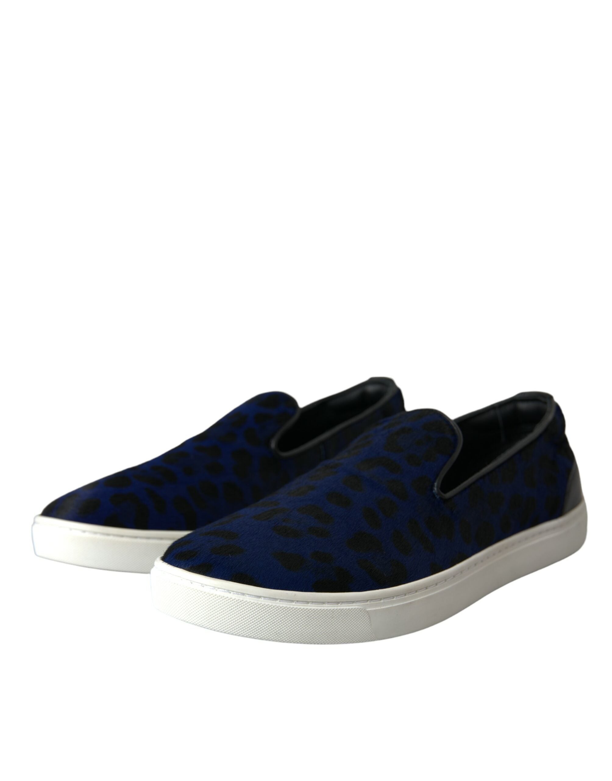 Zapatillas deportivas Dolce & Gabbana de piel de becerro azul con estampado de leopardo-3