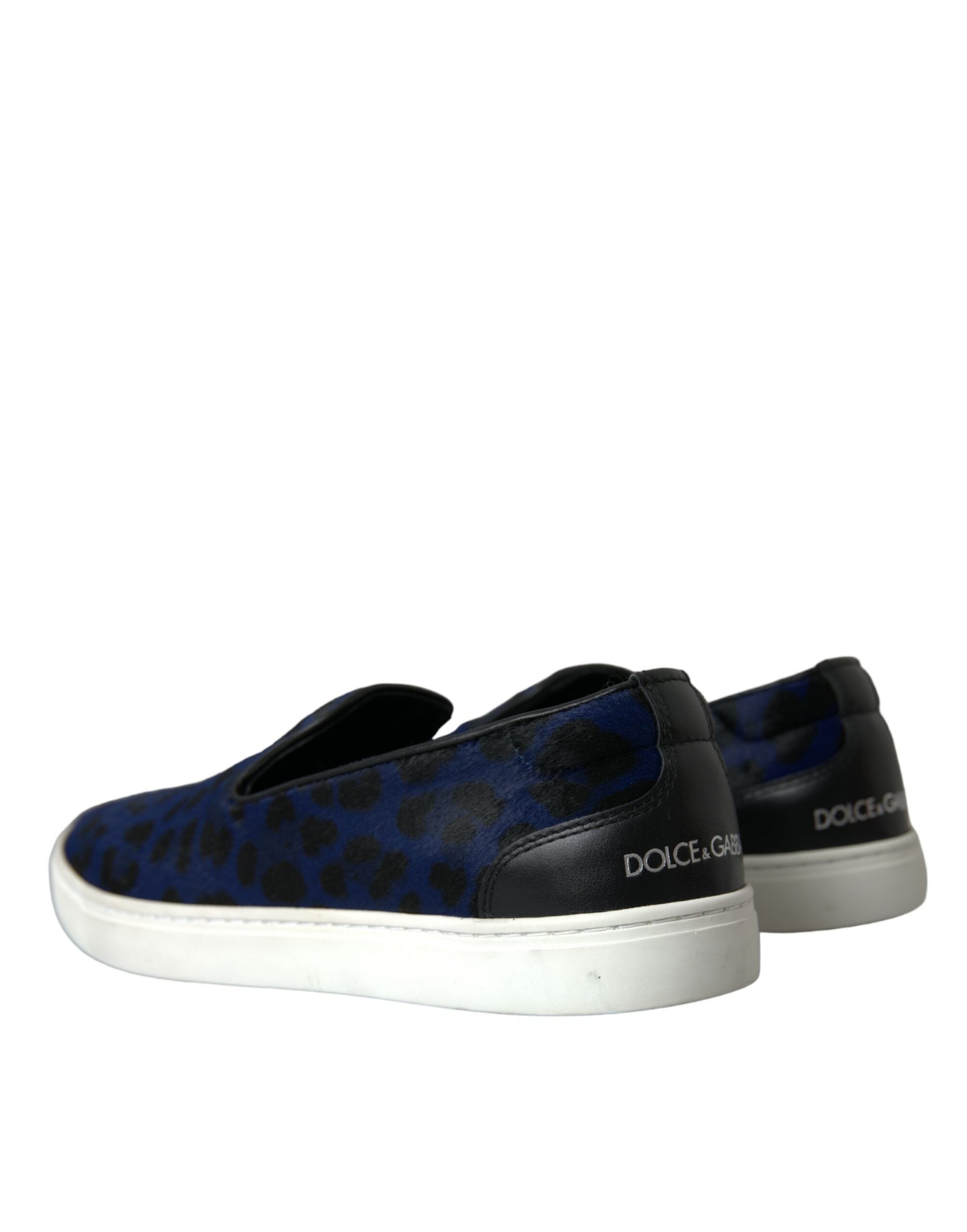 Zapatillas deportivas Dolce & Gabbana de piel de becerro azul con estampado de leopardo-4
