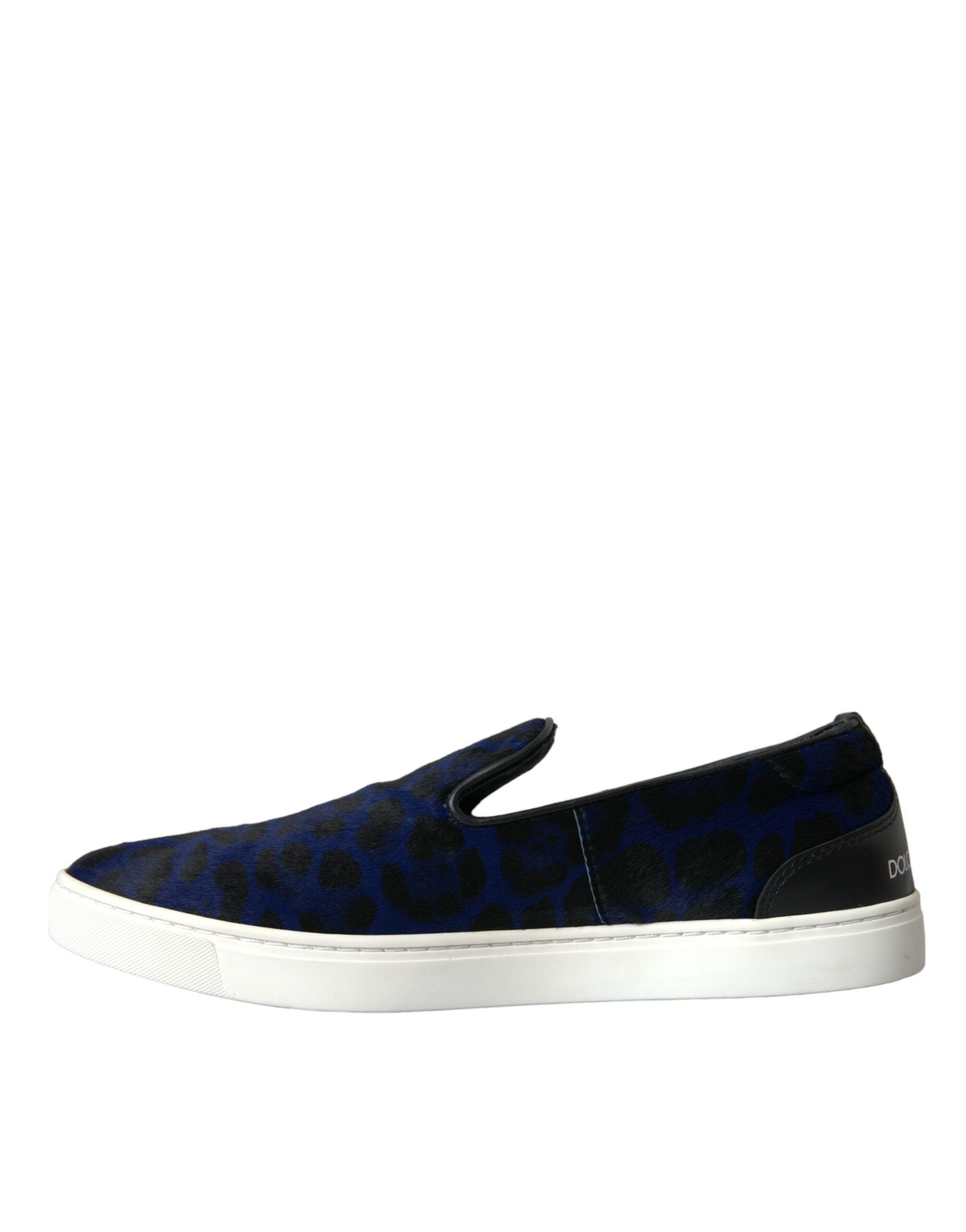 Zapatillas deportivas Dolce & Gabbana de piel de becerro azul con estampado de leopardo-5