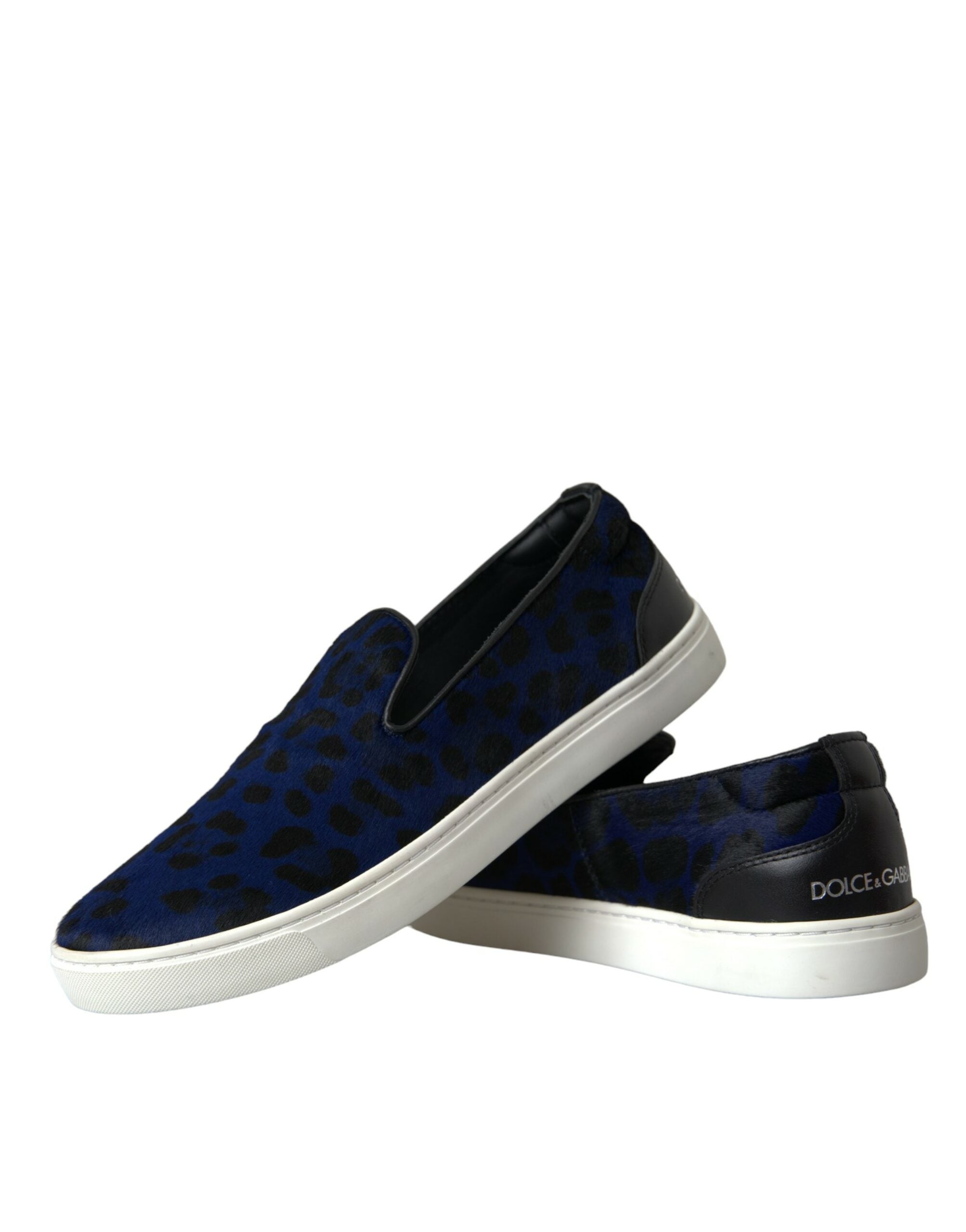 Zapatillas deportivas Dolce & Gabbana de piel de becerro azul con estampado de leopardo-7