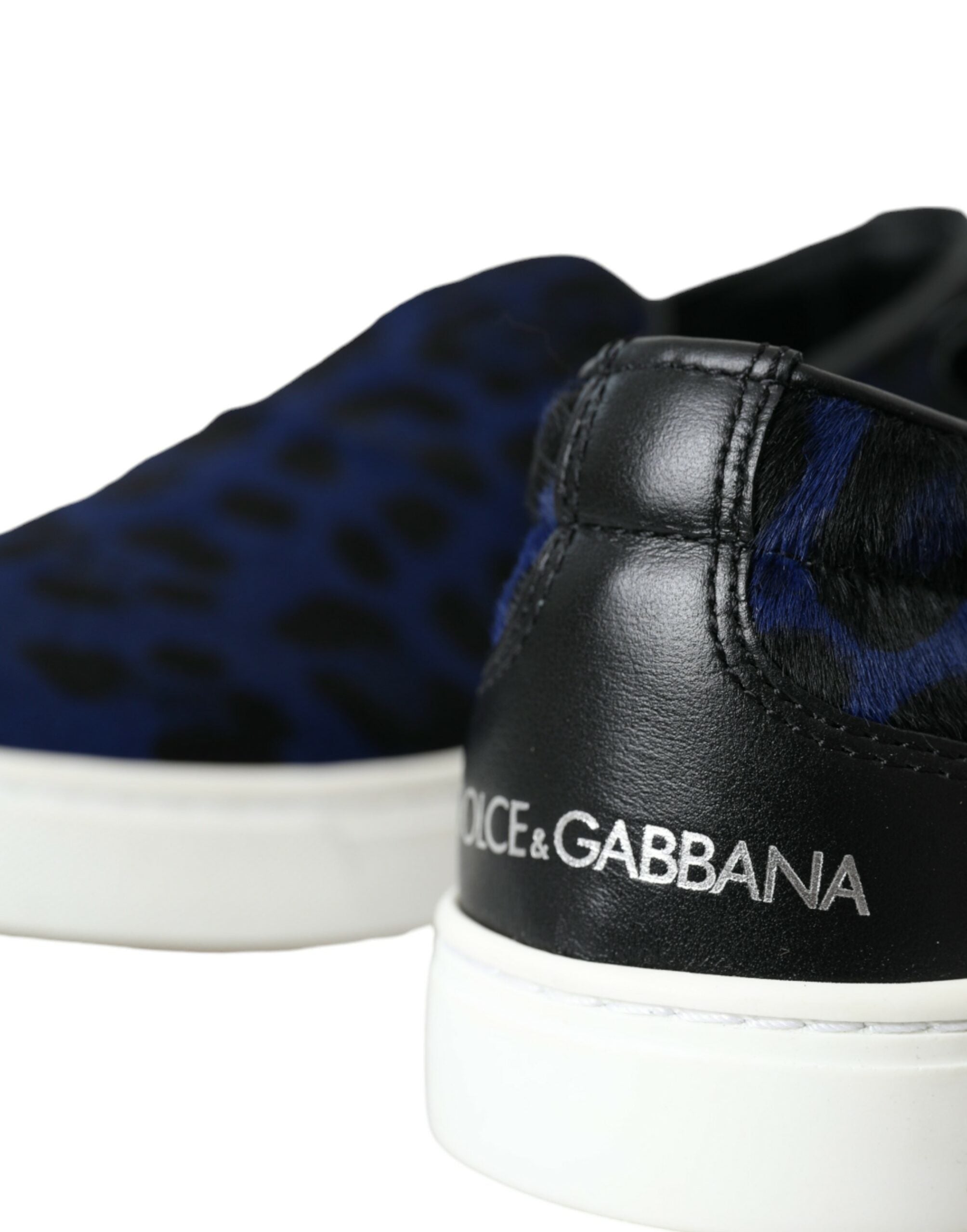 Zapatillas deportivas Dolce & Gabbana de piel de becerro azul con estampado de leopardo-8