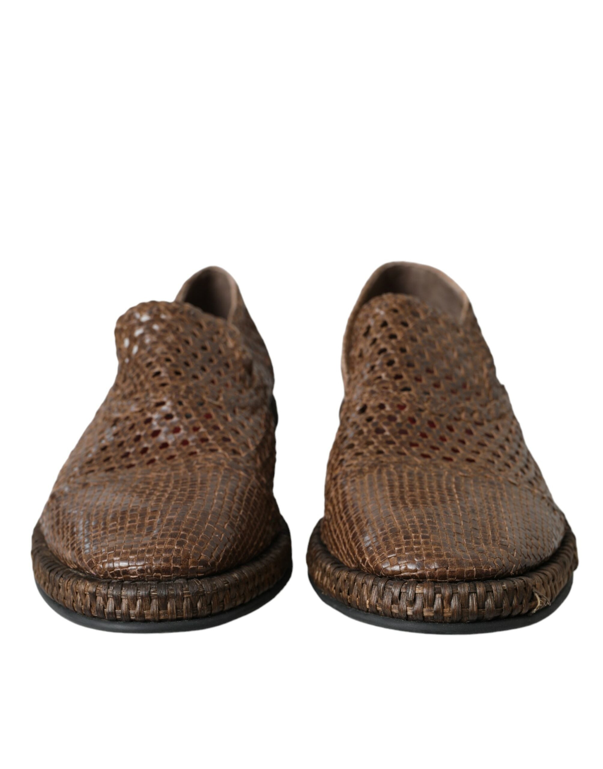Dolce & Gabbana Braun gewebtes Leder Loafers Freizeitschuhe-2
