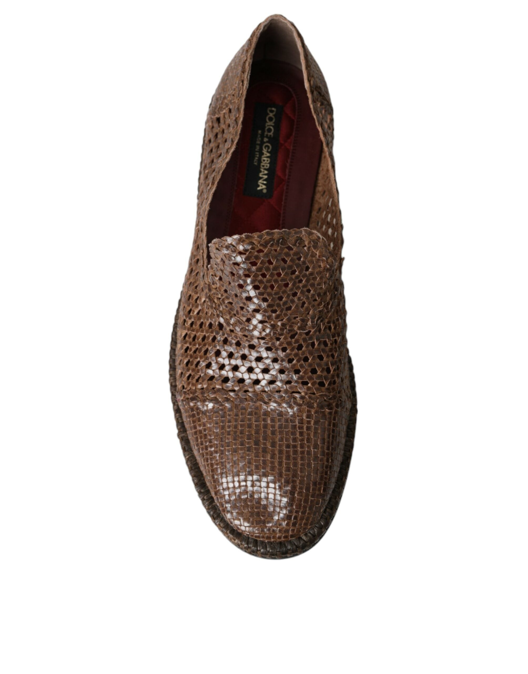 Dolce & Gabbana Braun gewebtes Leder Loafers Freizeitschuhe-7