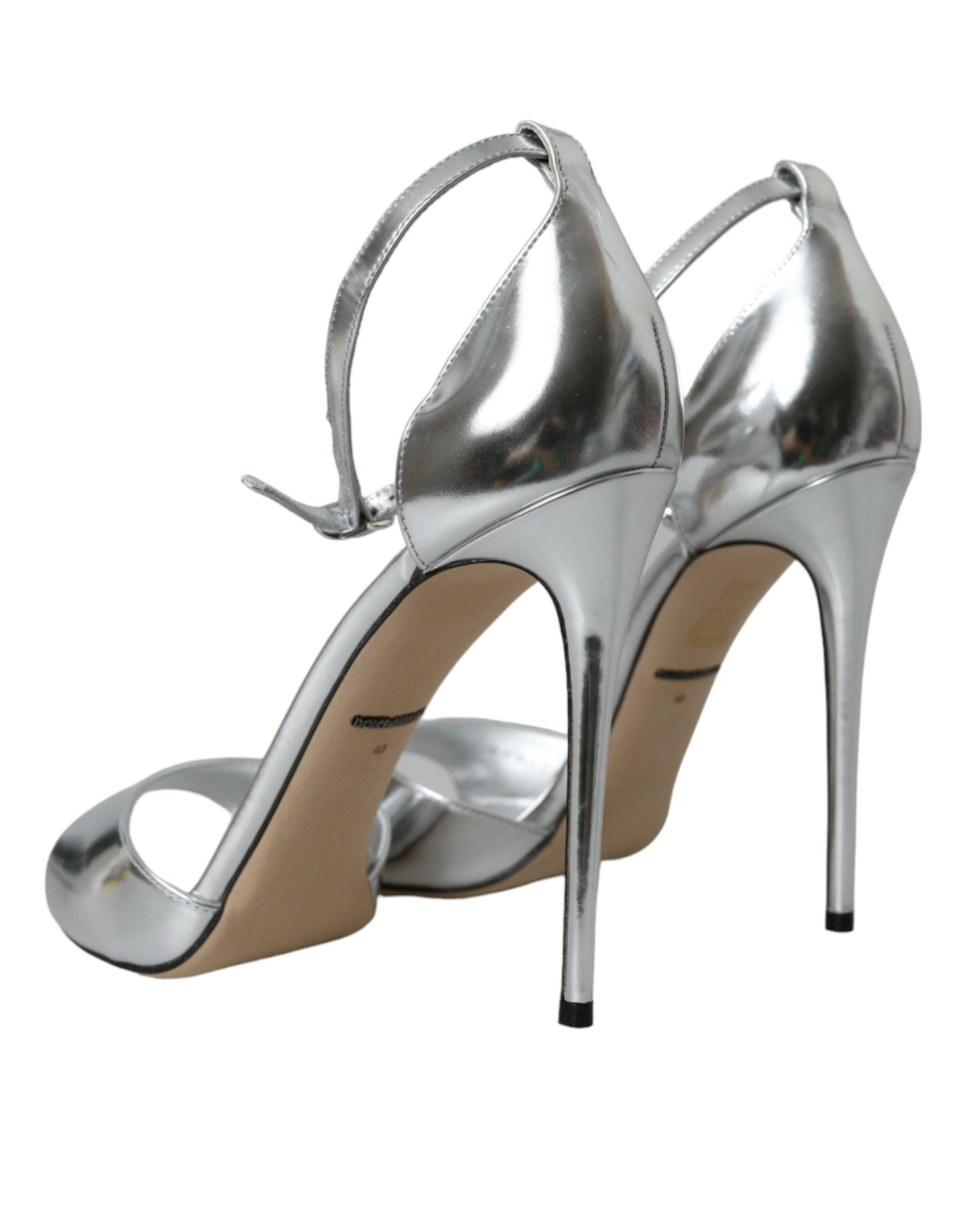 Dolce & Gabbana Silver KEIRA Leather Heels Sandals Shoes-4