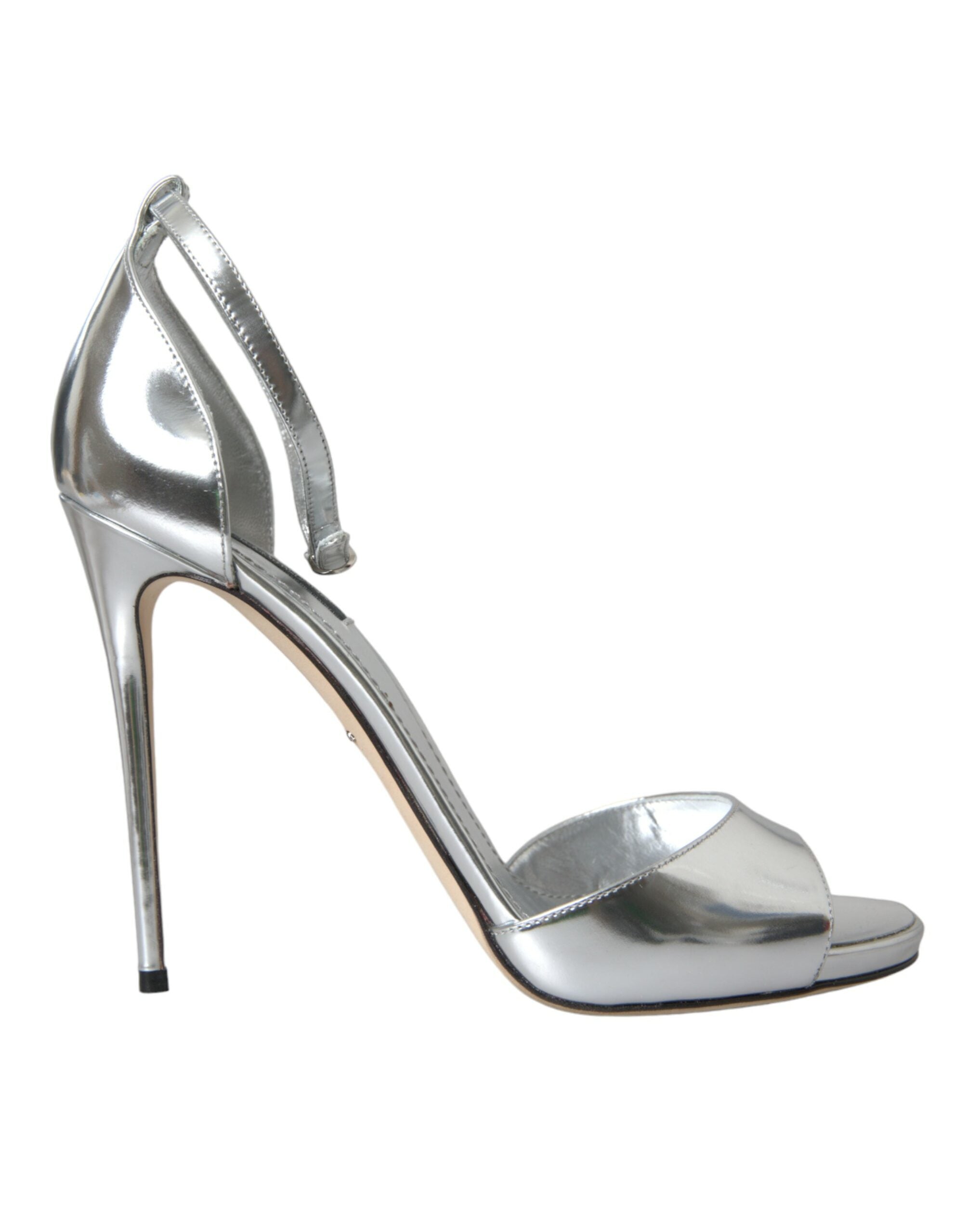 Dolce & Gabbana Silver KEIRA Leather Heels Sandals Shoes-1