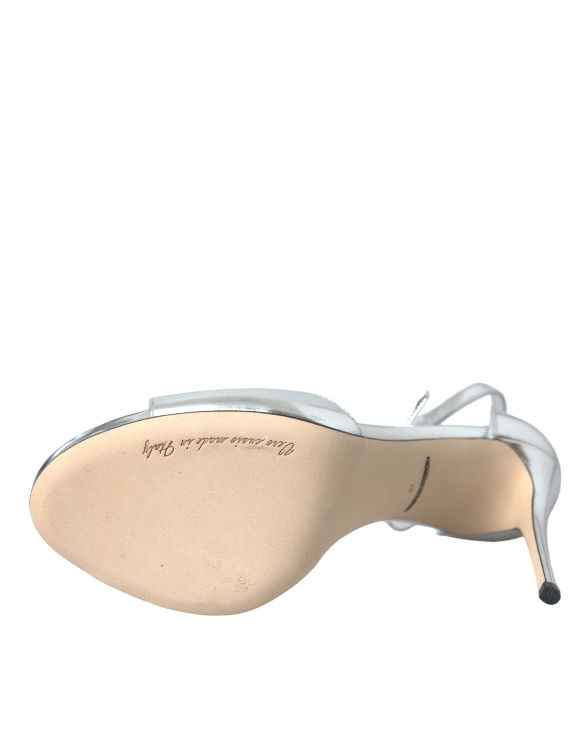 Dolce & Gabbana Silver KEIRA Leather Heels Sandals Shoes-6