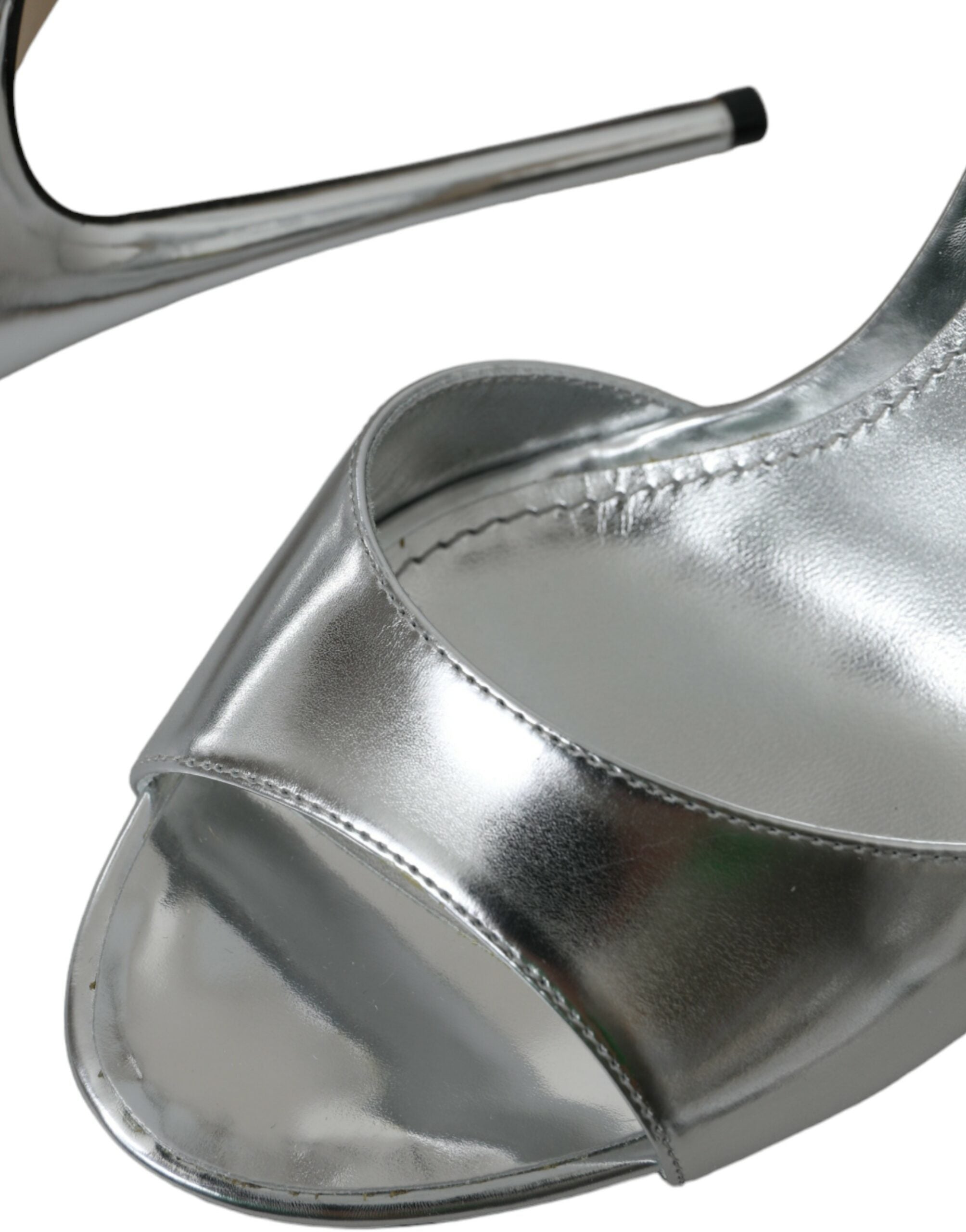 Dolce & Gabbana Silver KEIRA Leather Heels Sandals Shoes-7