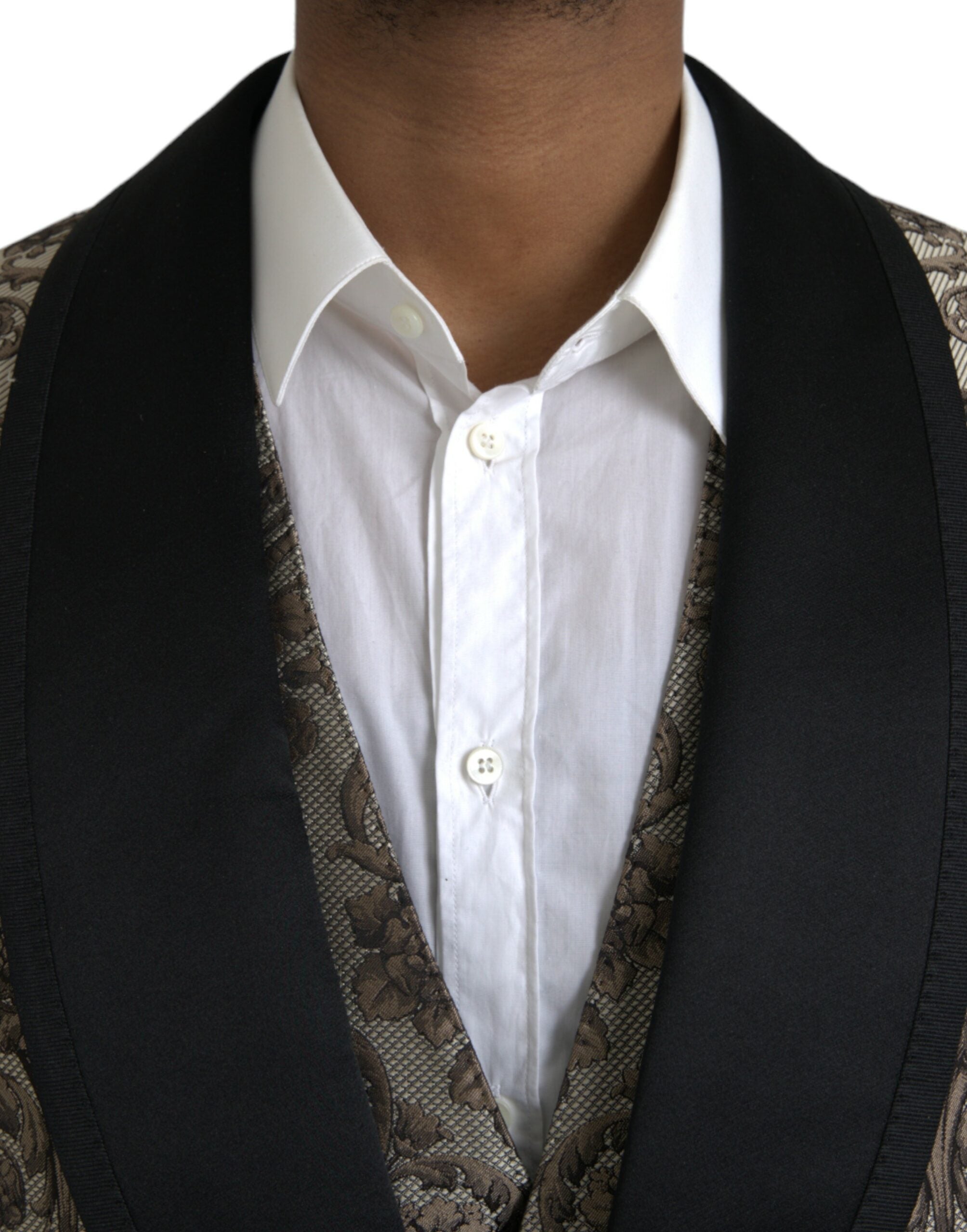 Dolce & Gabbana Brown Floral Jacquard Formal 3-Piece Suit-4