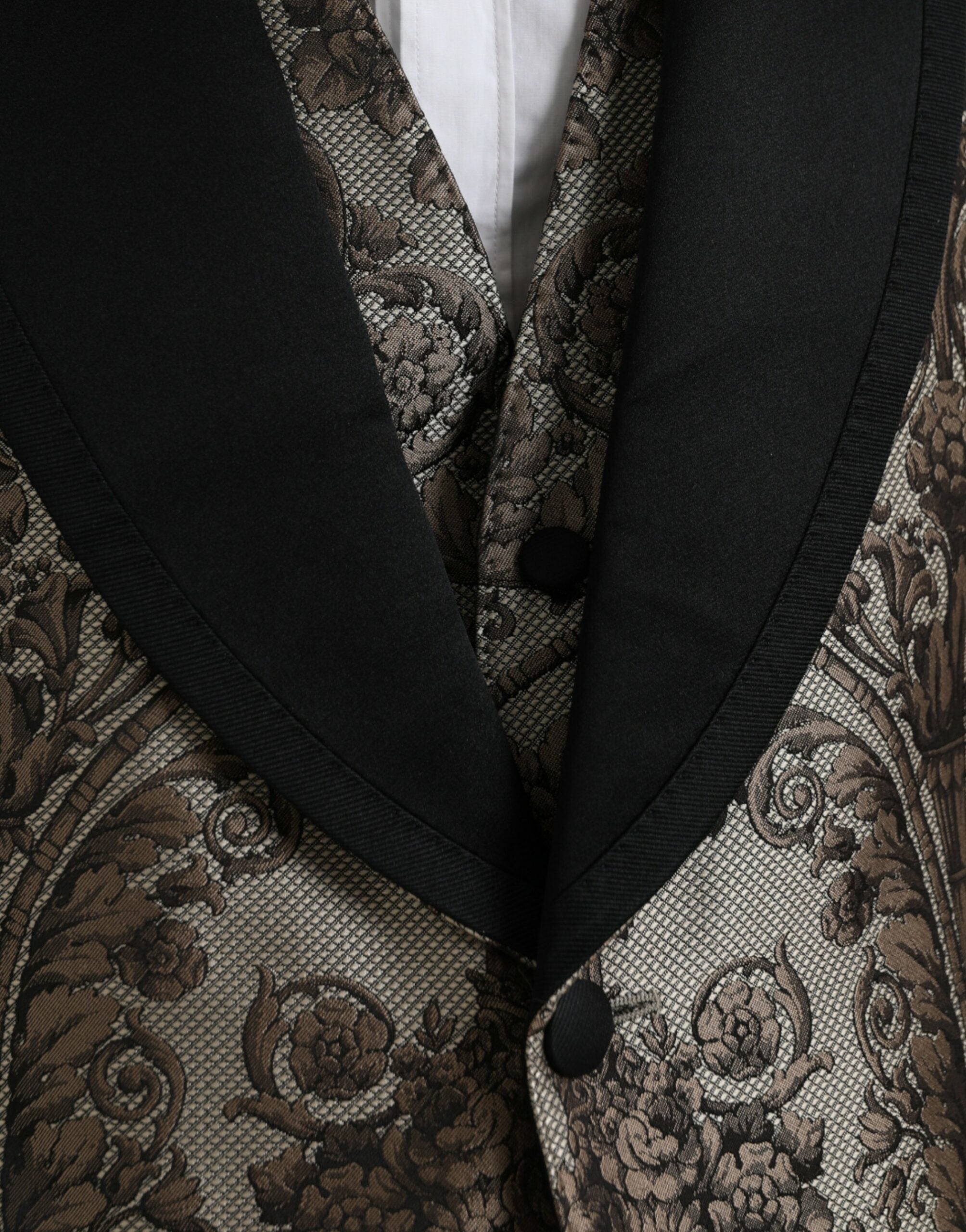 Dolce & Gabbana Brown Floral Jacquard Formal 3-Piece Suit-5