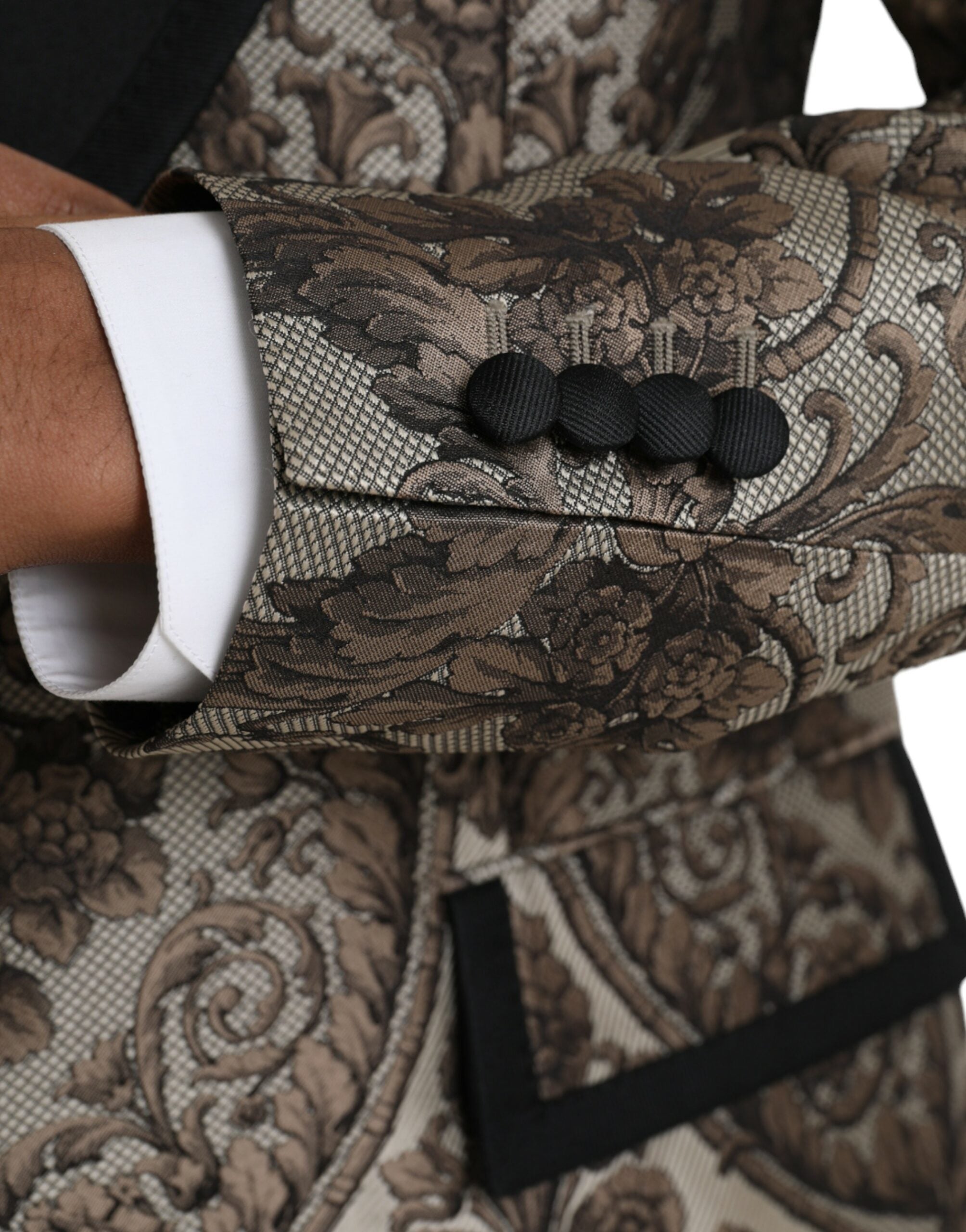 Dolce & Gabbana Brown Floral Jacquard Formal 3-Piece Suit-6