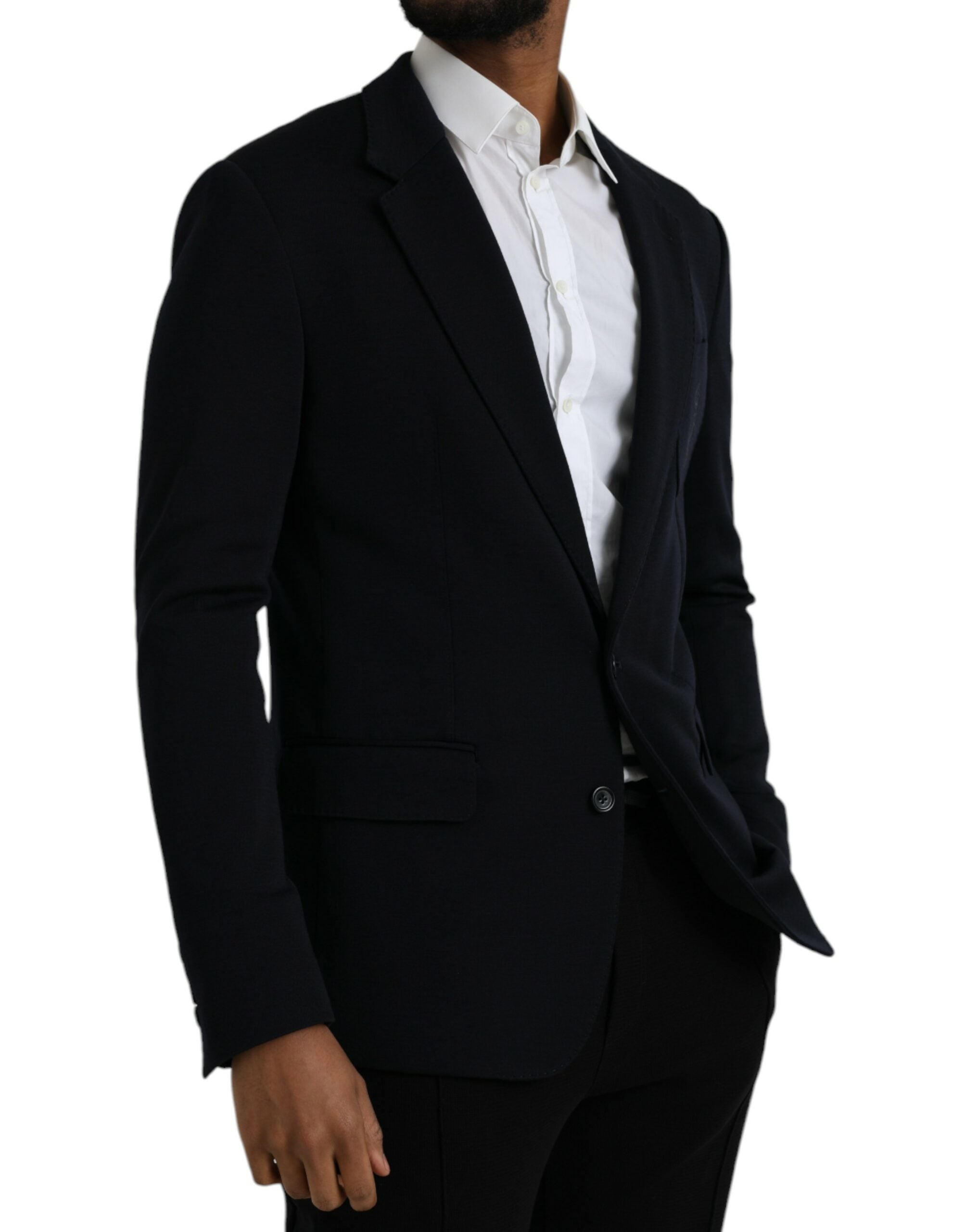 Dolce & Gabbana Schwarzer einreihiger Wollmantel Blazer-2