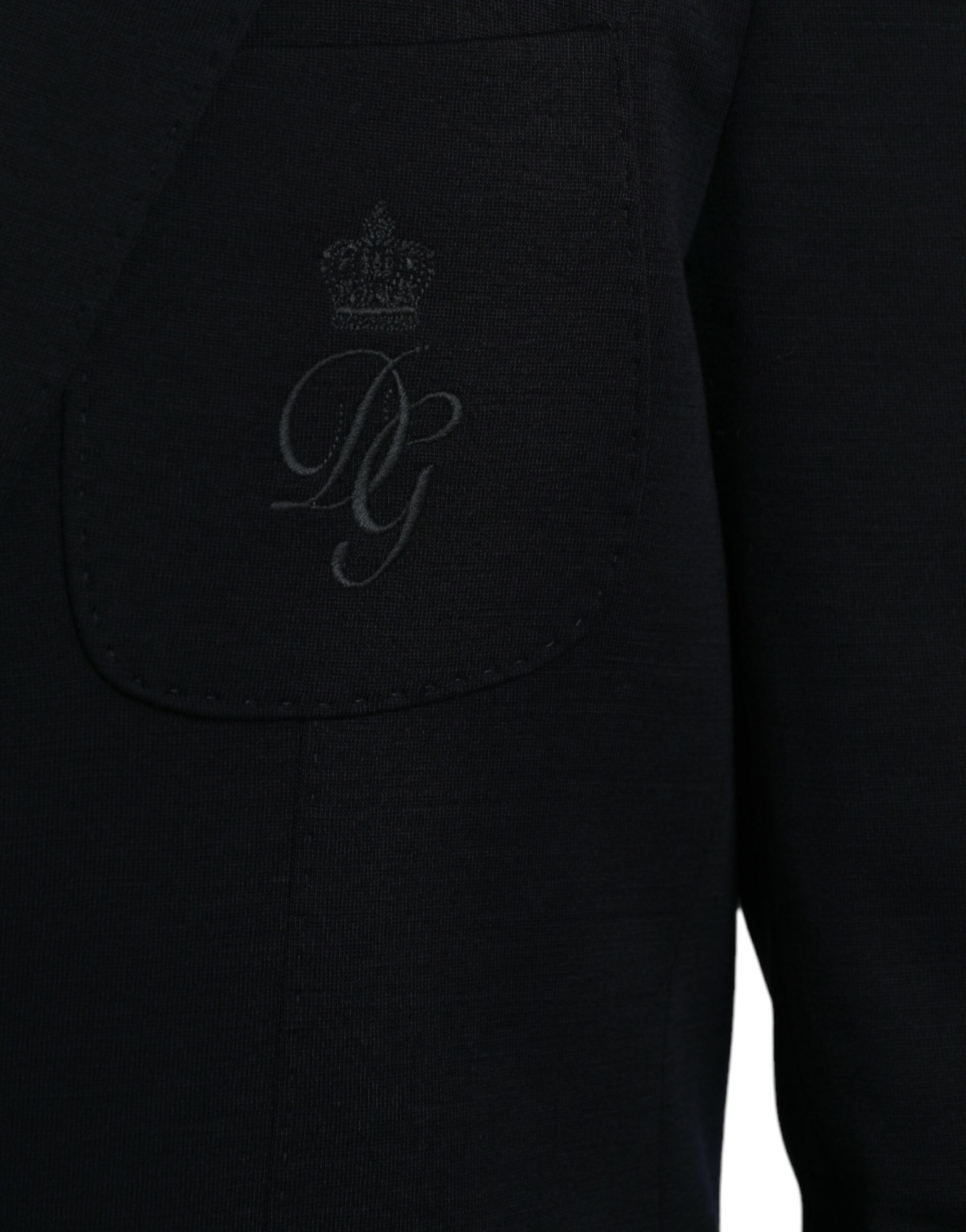 Dolce & Gabbana Schwarzer einreihiger Wollmantel Blazer-5