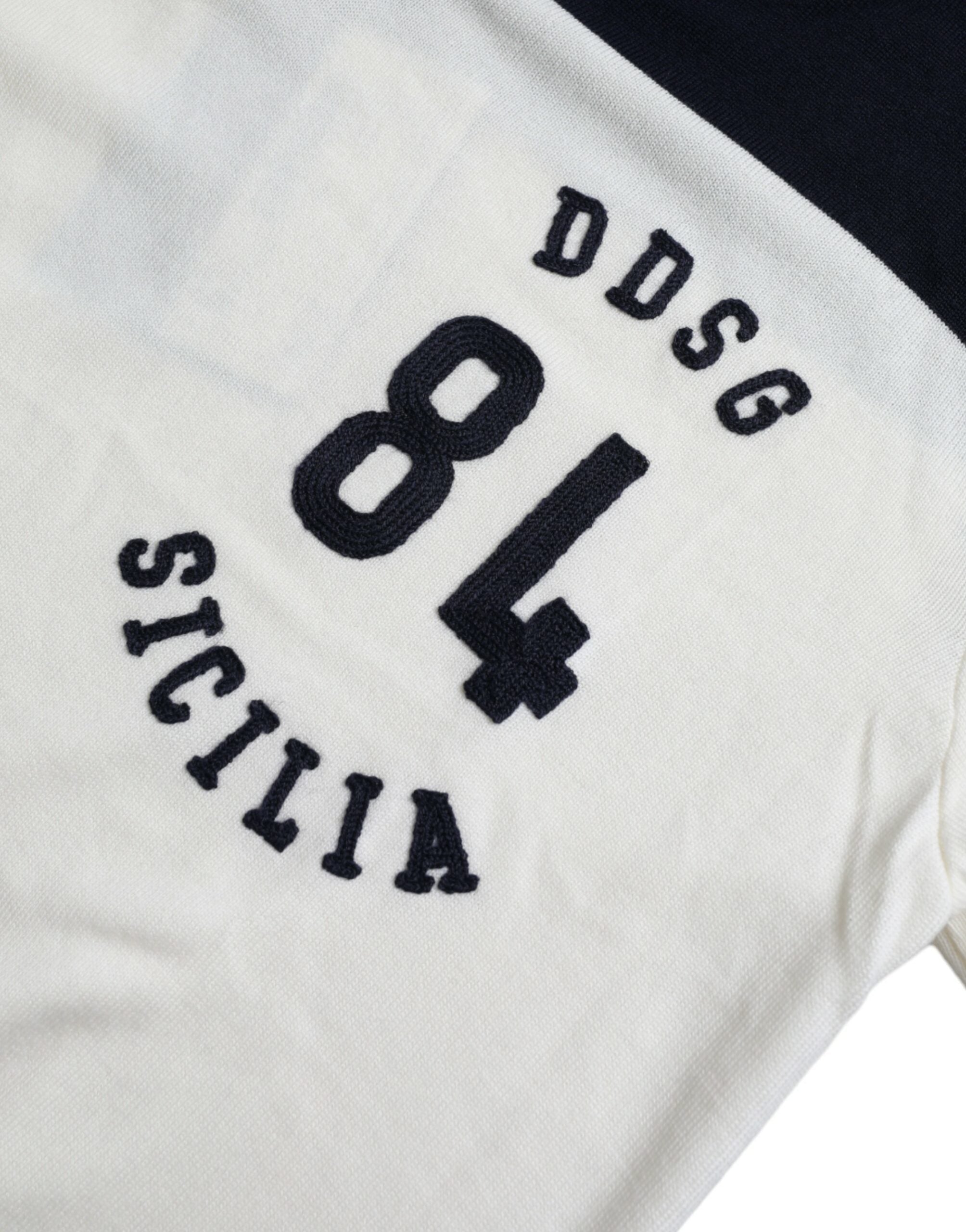 Dolce & Gabbana White Black SICILIA Henley Shirt Pullover Sweater-4