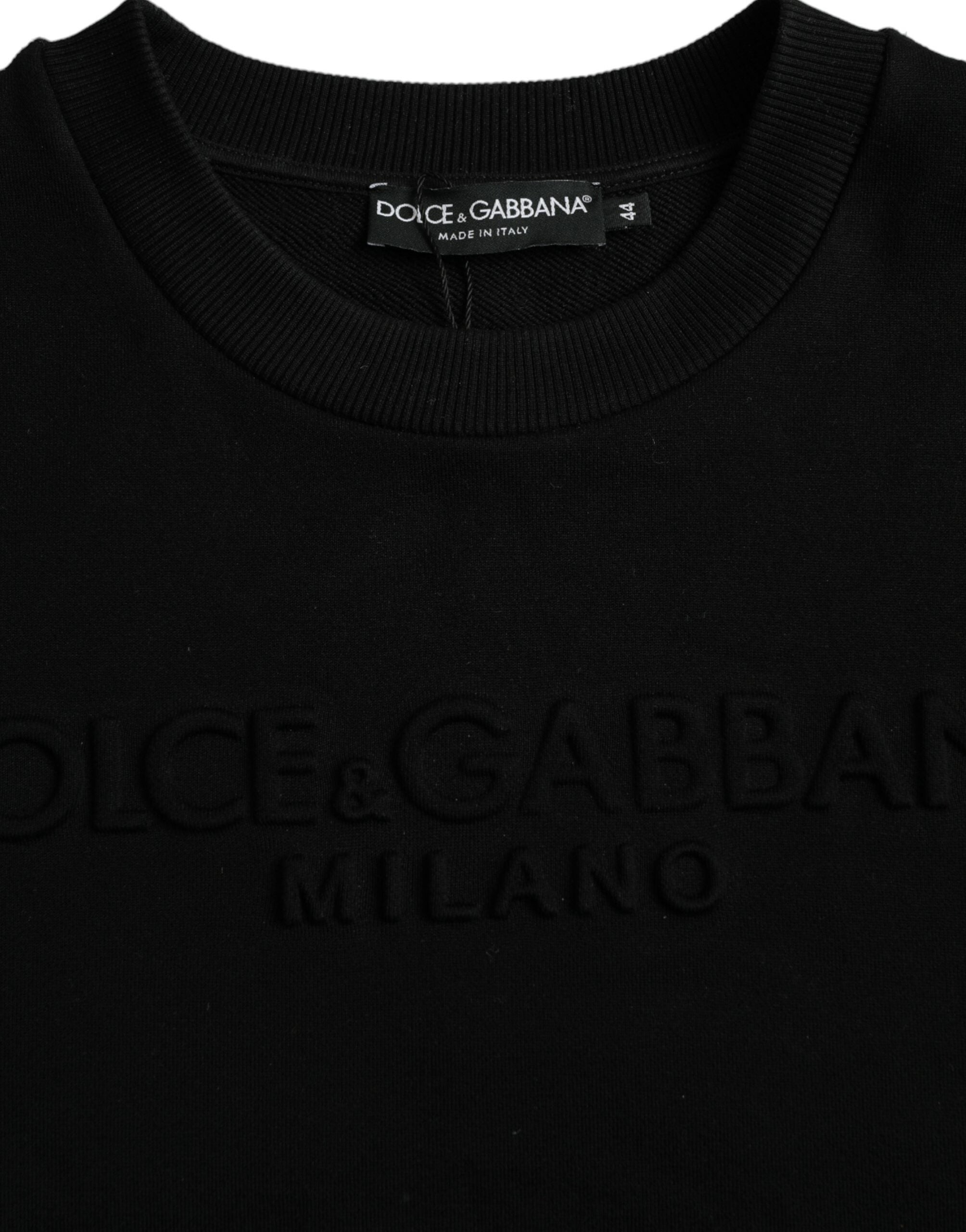 Dolce & Gabbana Black Cotton Long Sleeve Sweatshirt Sweater-3