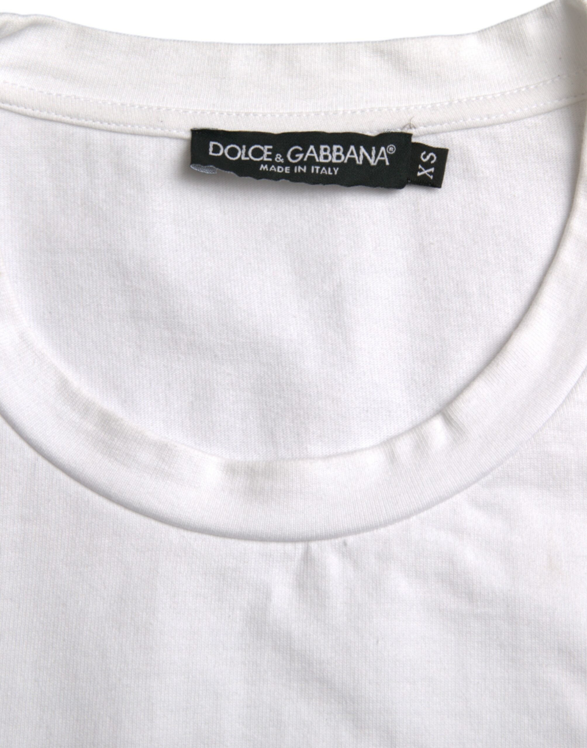 Dolce & Gabbana Weißes Amor Heart Baumwoll-Crewneck-T-Shirt mit kurzen Ärmeln-6