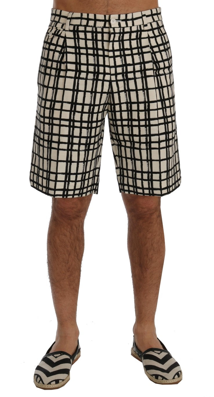 Dolce & Gabbana Weiß Schwarz Gestreifte Freizeitshorts-1