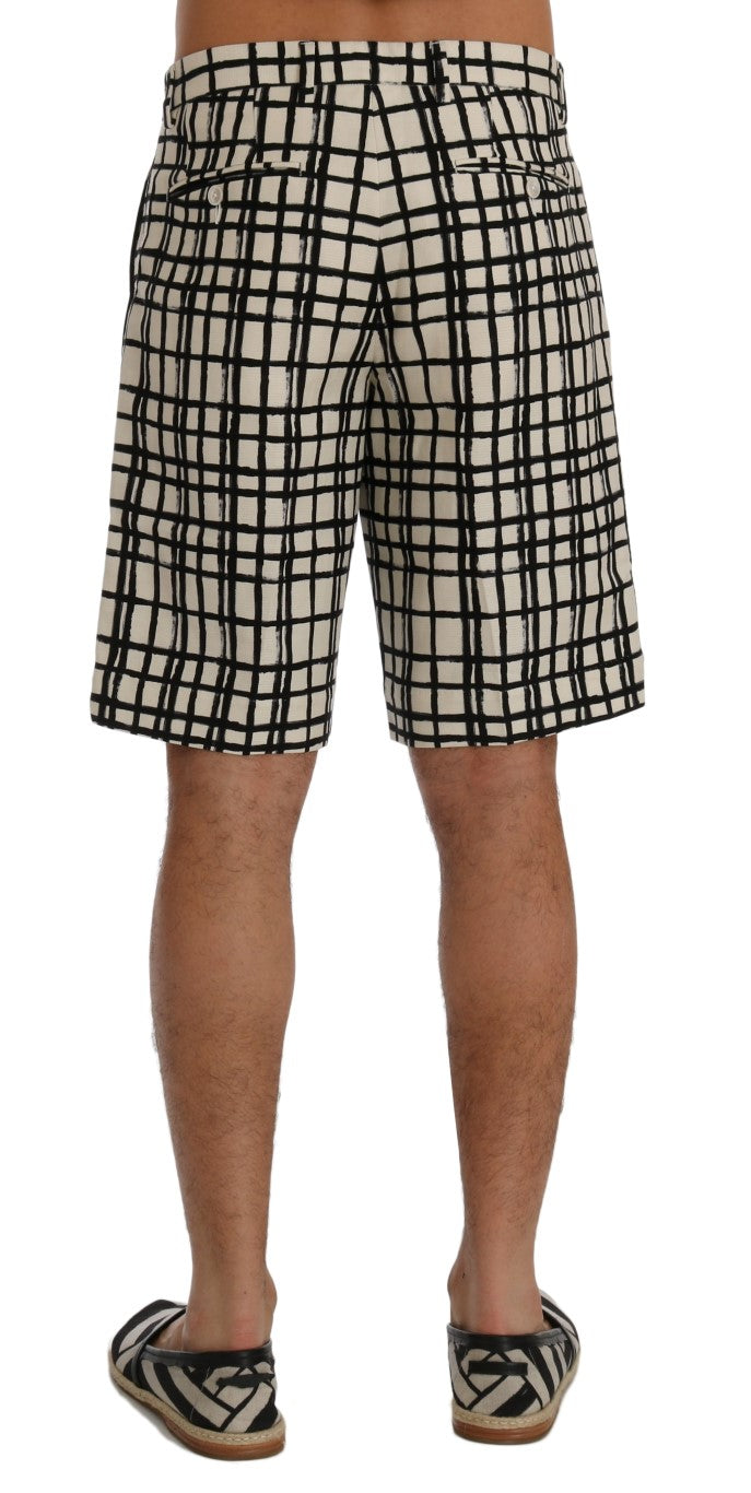 Dolce & Gabbana Weiß Schwarz Gestreifte Freizeitshorts-3