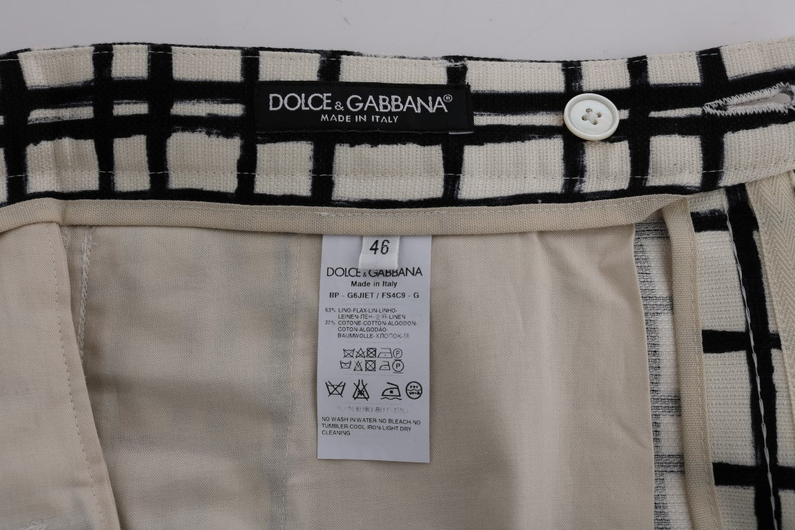 Dolce & Gabbana Weiß Schwarz Gestreifte Freizeitshorts-6