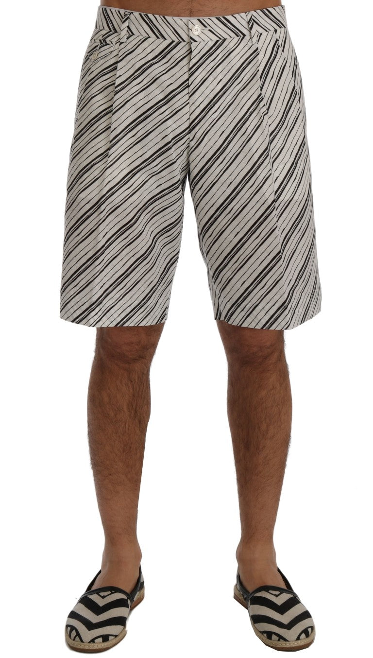 Dolce & Gabbana Weiß Schwarz Gestreifte Freizeitshorts-1