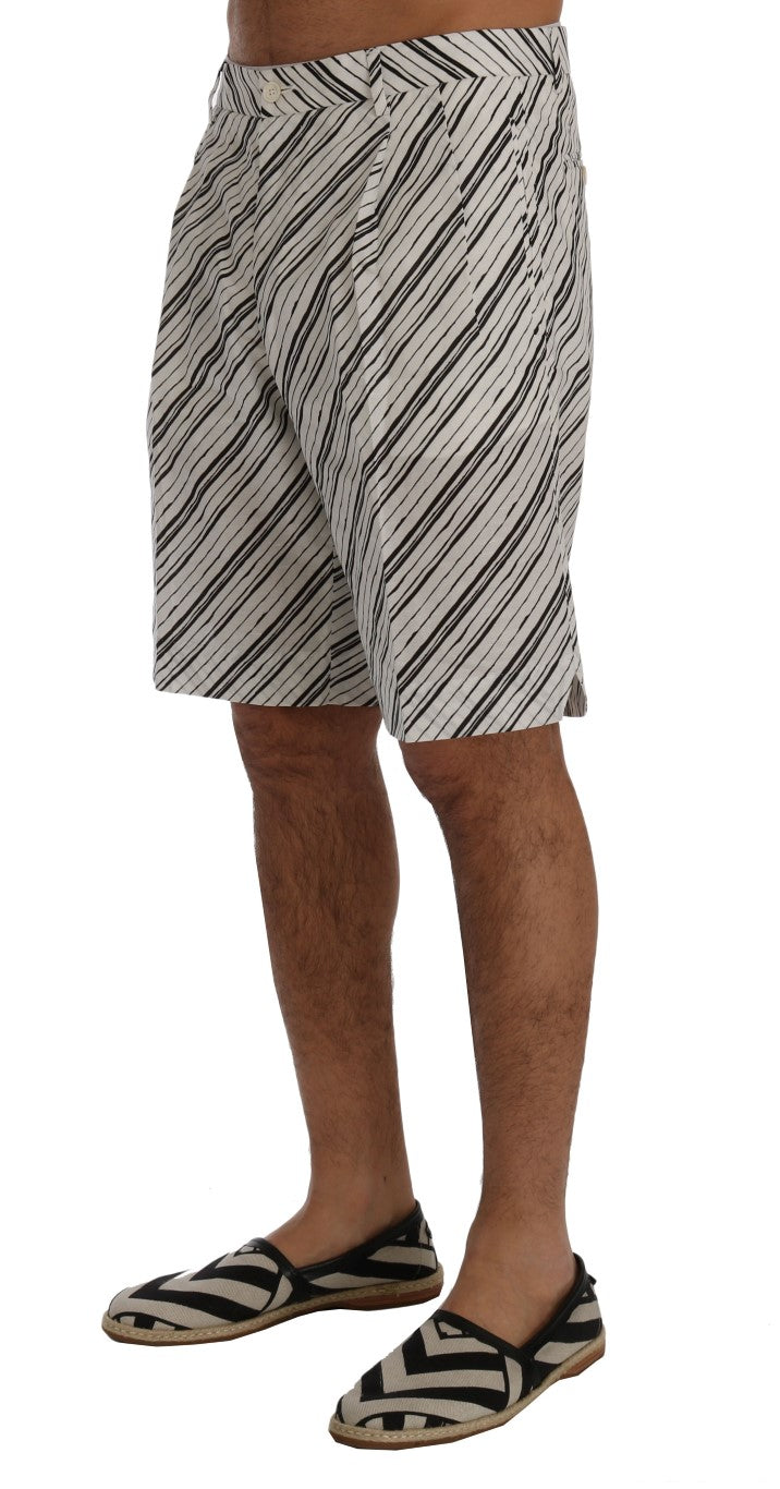Dolce & Gabbana Weiß Schwarz Gestreifte Freizeitshorts-2