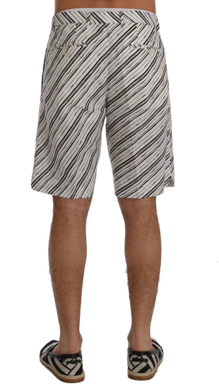 Dolce & Gabbana Weiß Schwarz Gestreifte Freizeitshorts-3