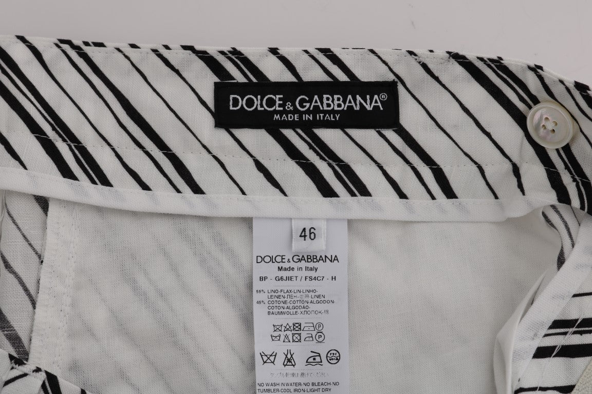 Dolce & Gabbana Weiß Schwarz Gestreifte Freizeitshorts-6