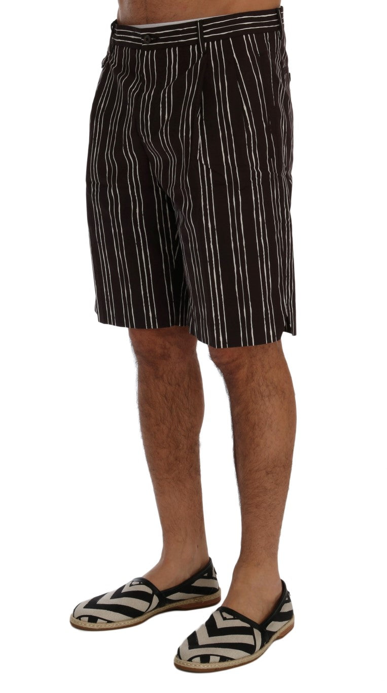 Dolce & Gabbana Bordeaux and white striped hemp casual shorts-2