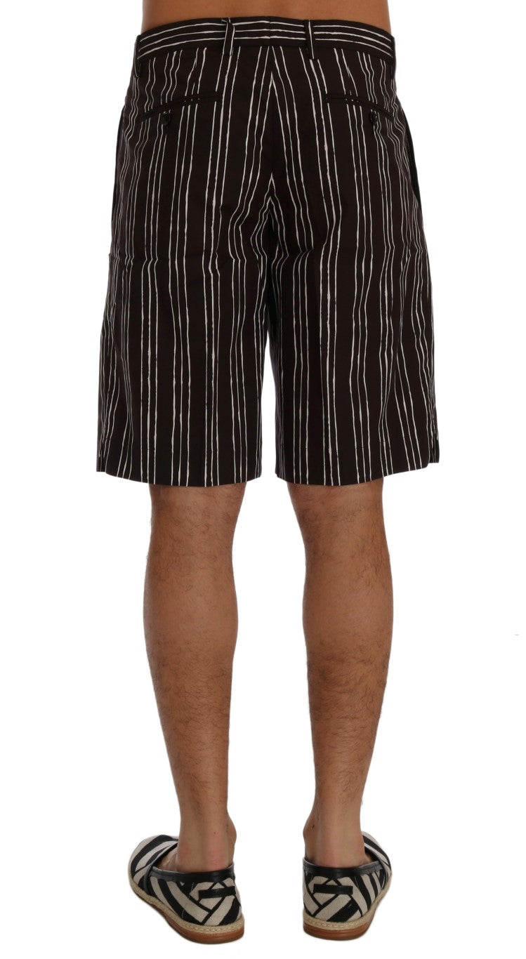 Dolce & Gabbana Bordeaux and white striped hemp casual shorts-3