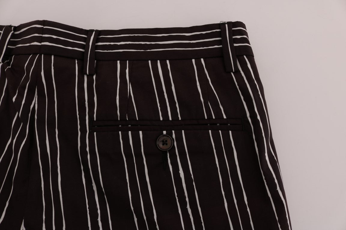 Dolce & Gabbana Bordeaux and white striped hemp casual shorts-5
