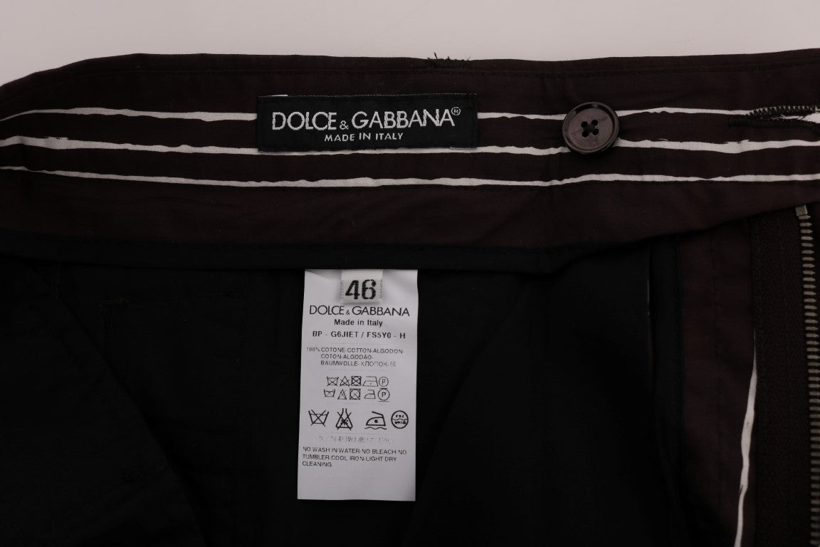 Dolce & Gabbana Bordeaux and white striped hemp casual shorts-6