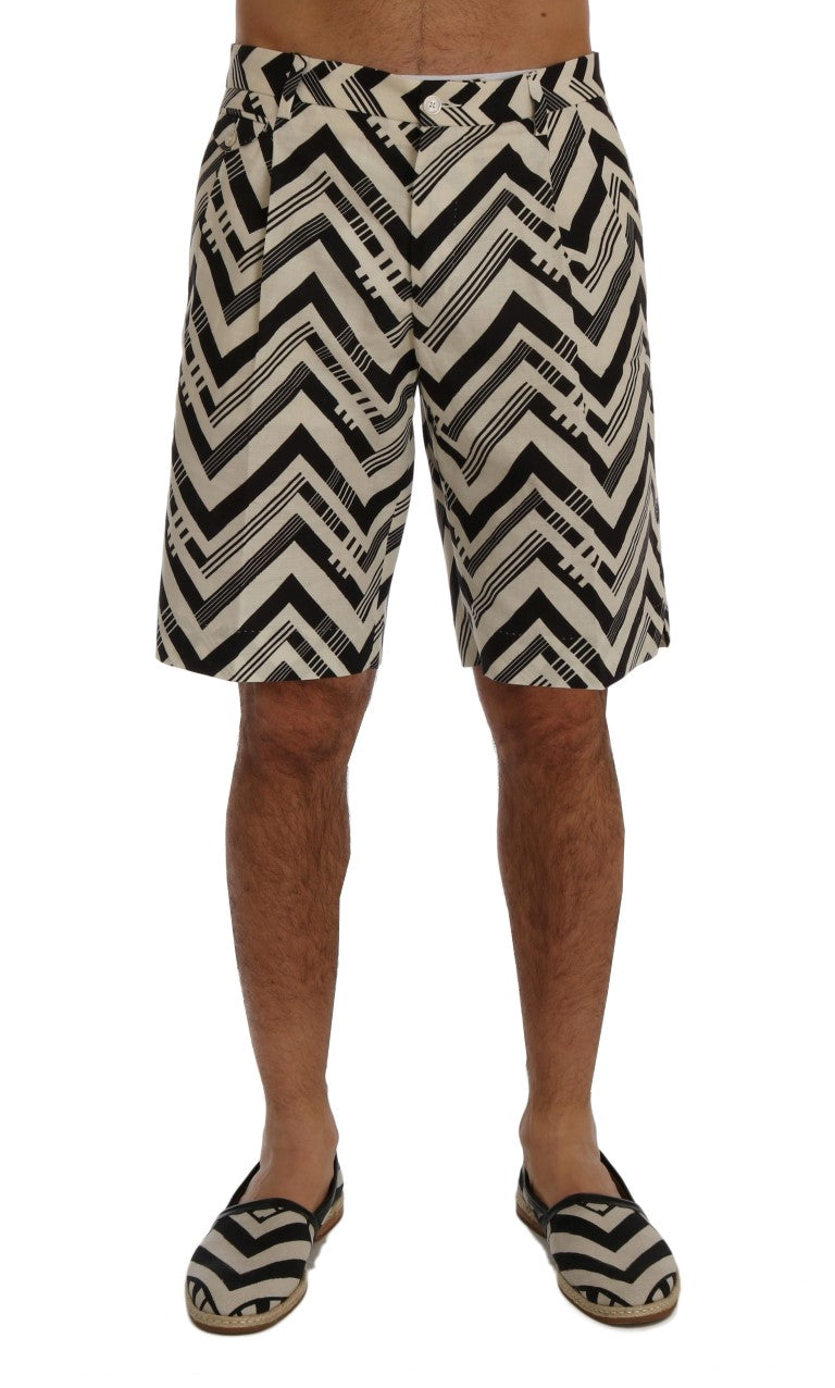 Shorts de lino y algodón a rayas blancas y negras de Dolce & Gabbana-1