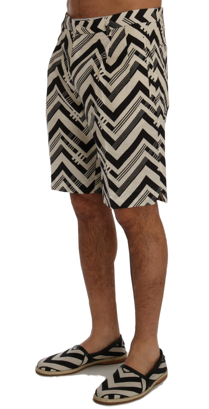 Shorts de lino y algodón a rayas blancas y negras de Dolce & Gabbana-2