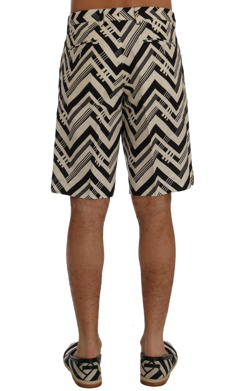 Shorts de lino y algodón a rayas blancas y negras de Dolce & Gabbana-3