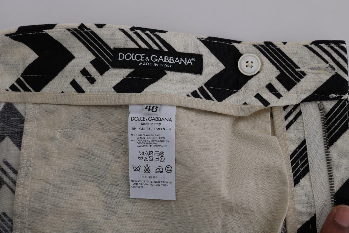 Shorts de lino y algodón a rayas blancas y negras de Dolce & Gabbana-6