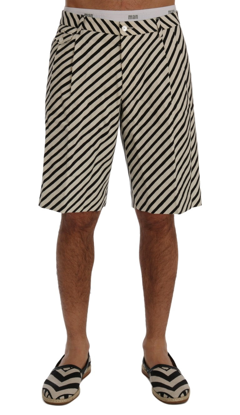 Shorts casuales de cáñamo a rayas blancas y negras de Dolce & Gabbana-1