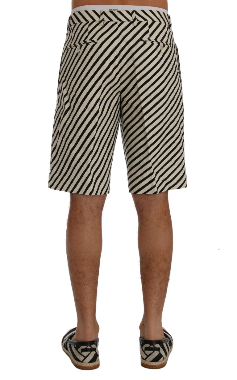 Shorts casuales de cáñamo a rayas blancas y negras de Dolce & Gabbana-3