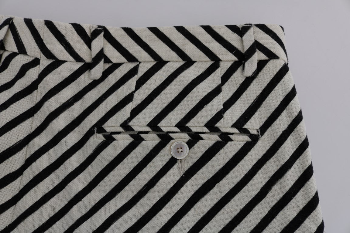 Shorts casuales de cáñamo a rayas blancas y negras de Dolce & Gabbana-5