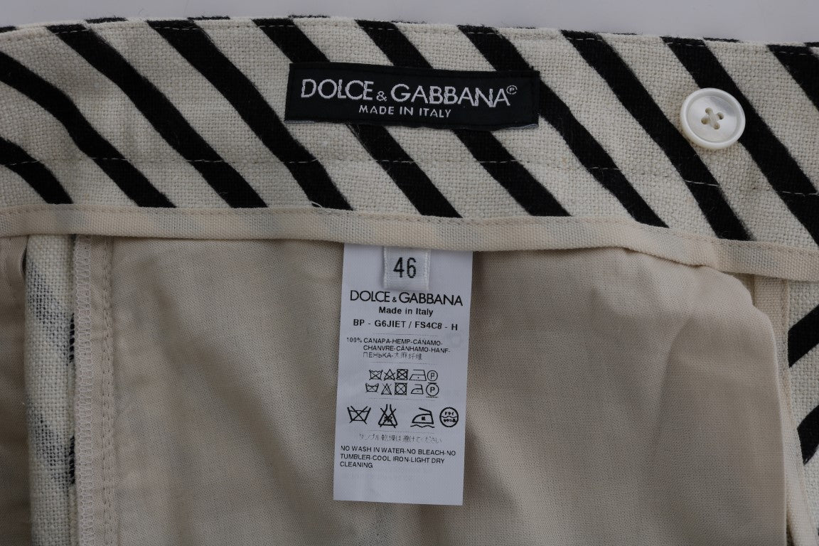 Shorts casuales de cáñamo a rayas blancas y negras de Dolce & Gabbana-6