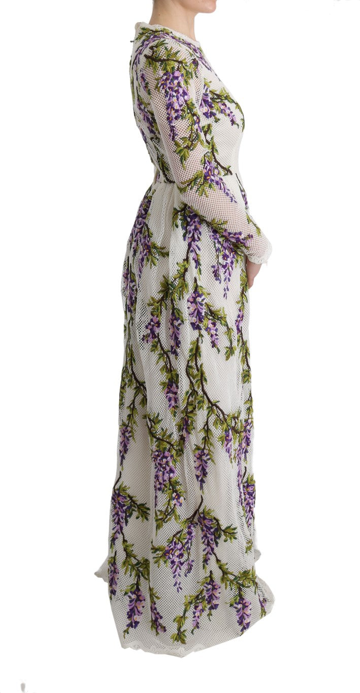 Dolce & Gabbana White Floral Embroidered Maxi Dress-4
