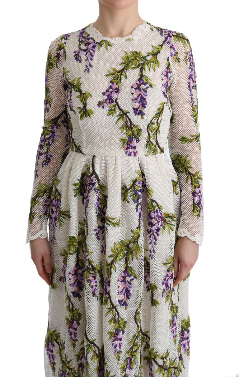 Dolce & Gabbana White Floral Embroidered Maxi Dress-5