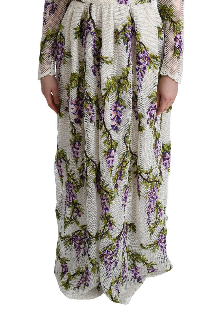 Dolce & Gabbana White Floral Embroidered Maxi Dress-6