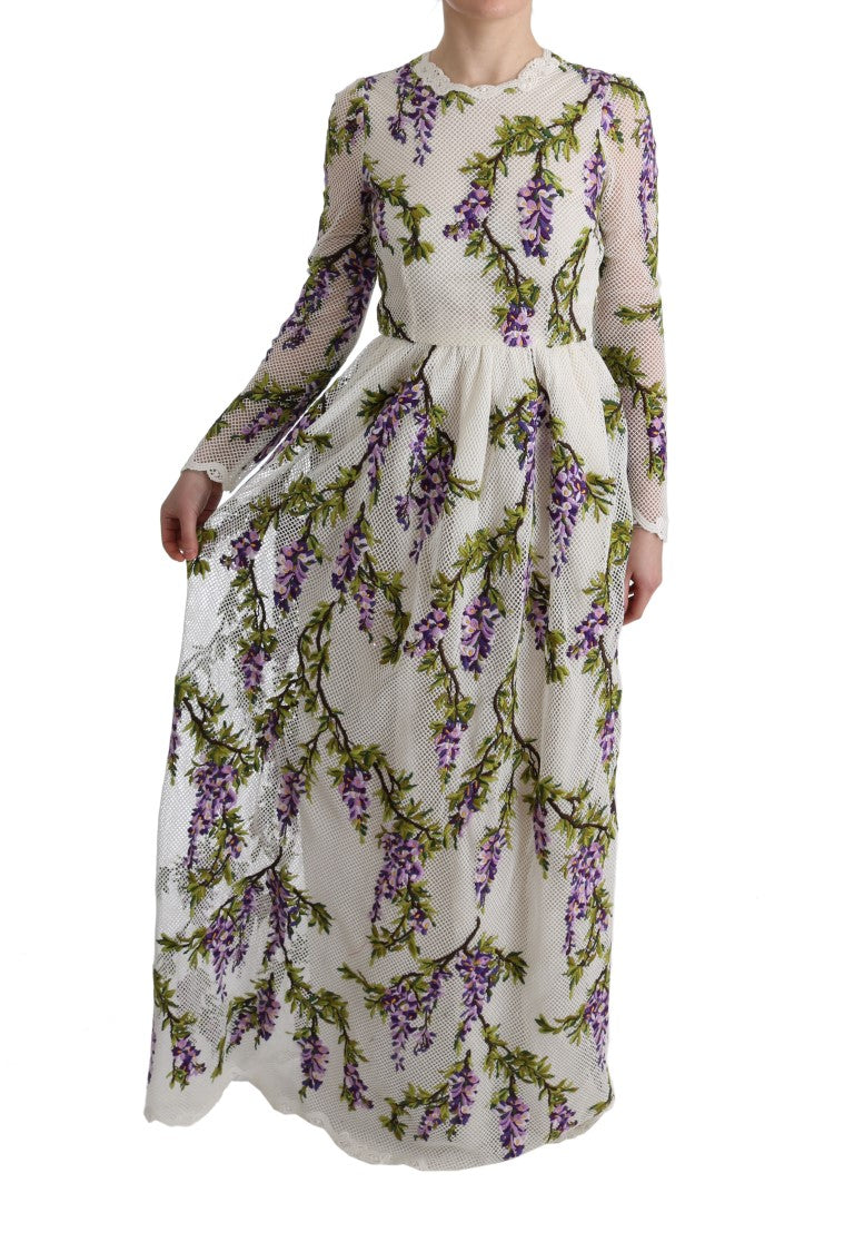 Dolce & Gabbana White Floral Embroidered Maxi Dress-7