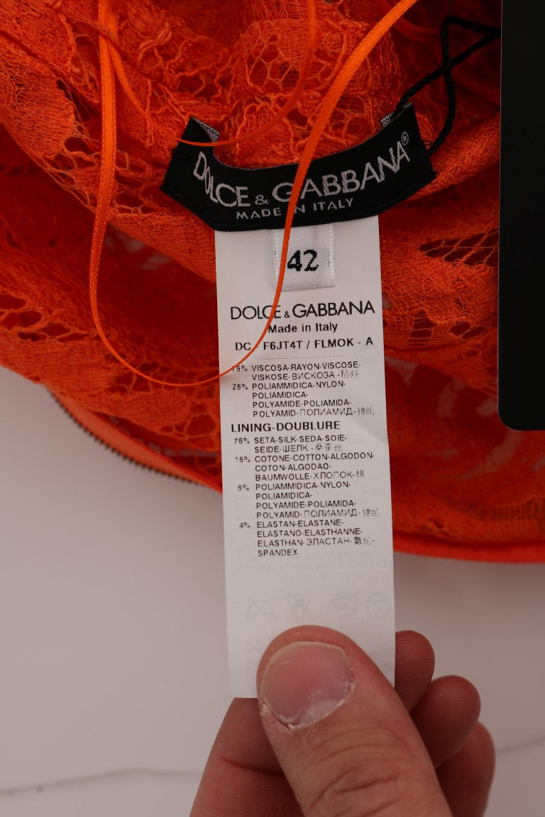 Vestido tubo largo ricasso con estampado floral naranja de Dolce & Gabbana-7