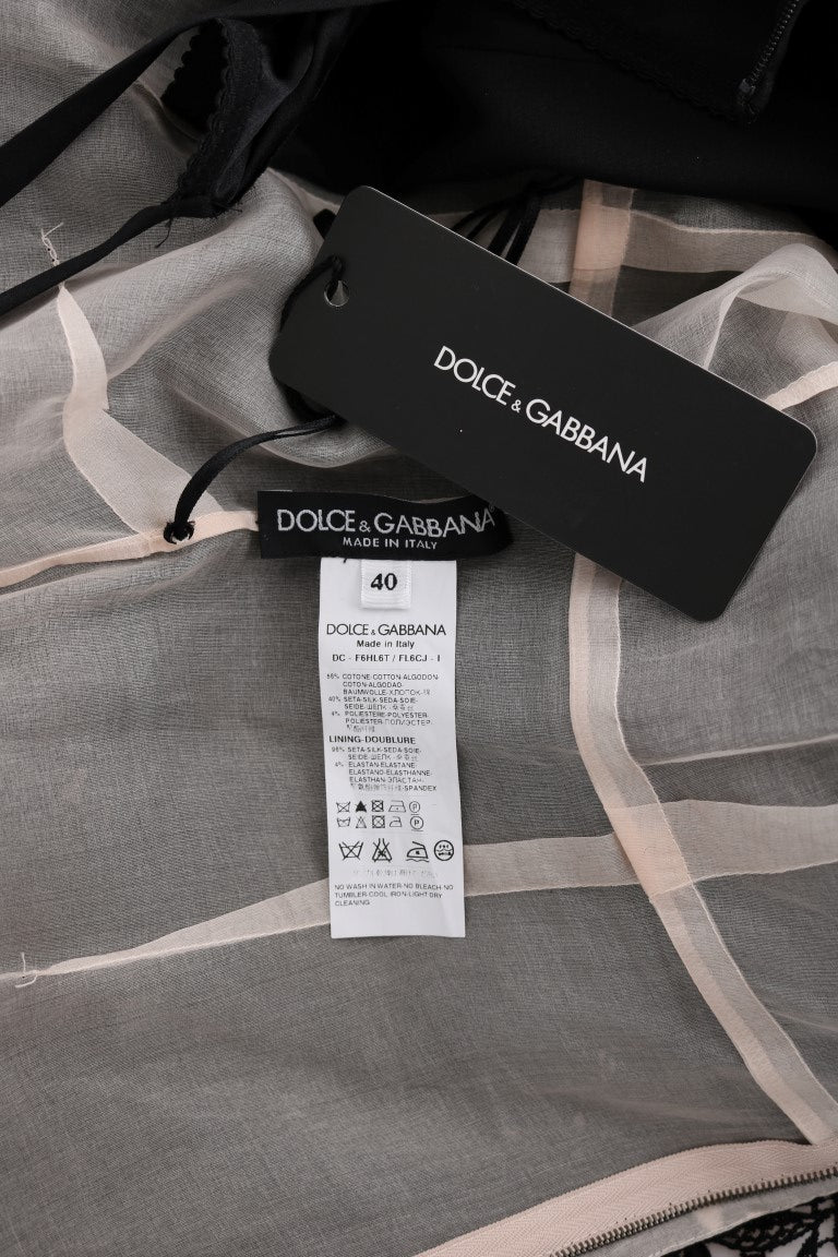 Dolce & Gabbana Black floral long dress in cotton silk-7