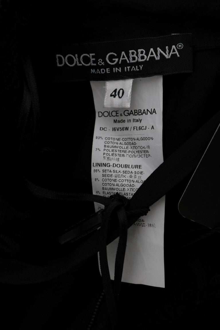 Dolce & Gabbana Black Floral Long Ricamo Sheath Dress-8